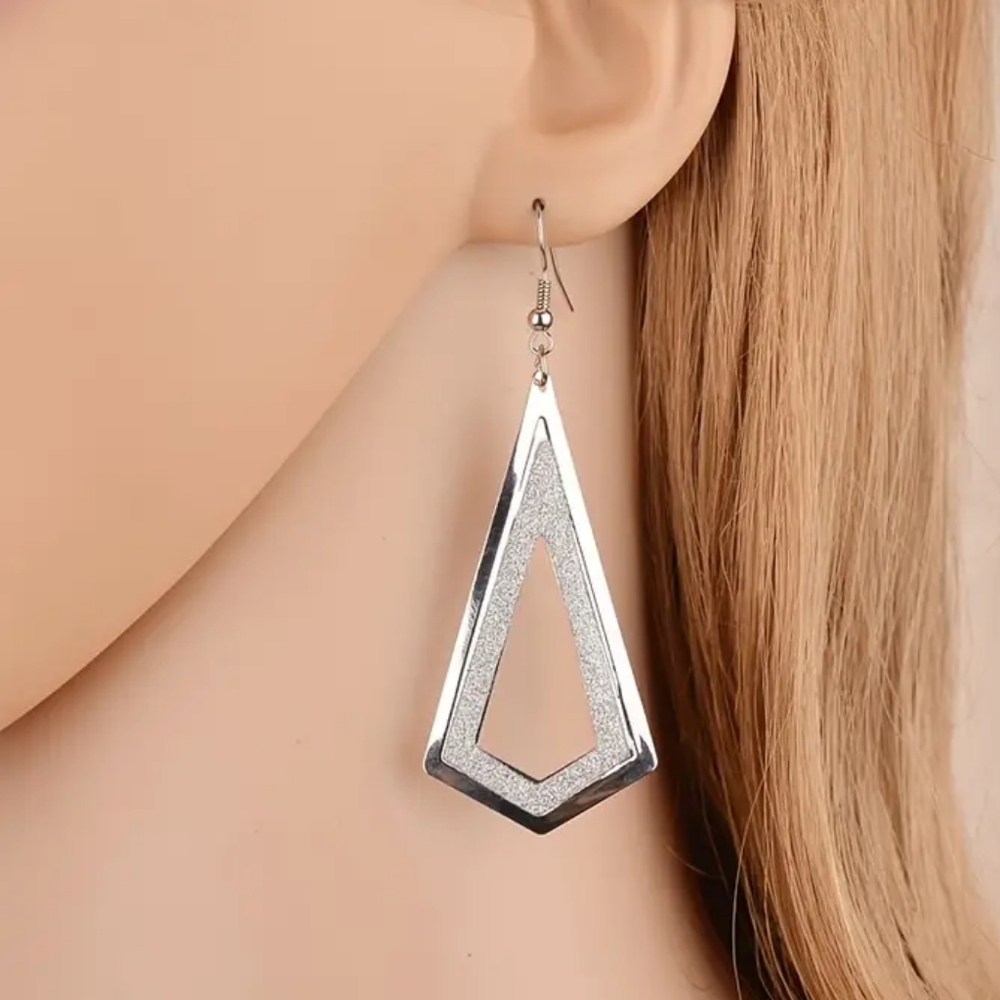 Silver Long Drop Dangle Earrings